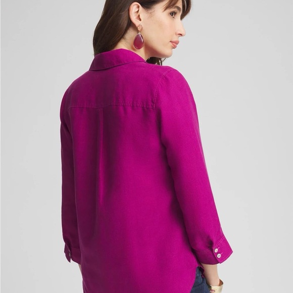 Chicos 100% Linen No Iron Button-Up Top - NWOT - Picture 3 of 6